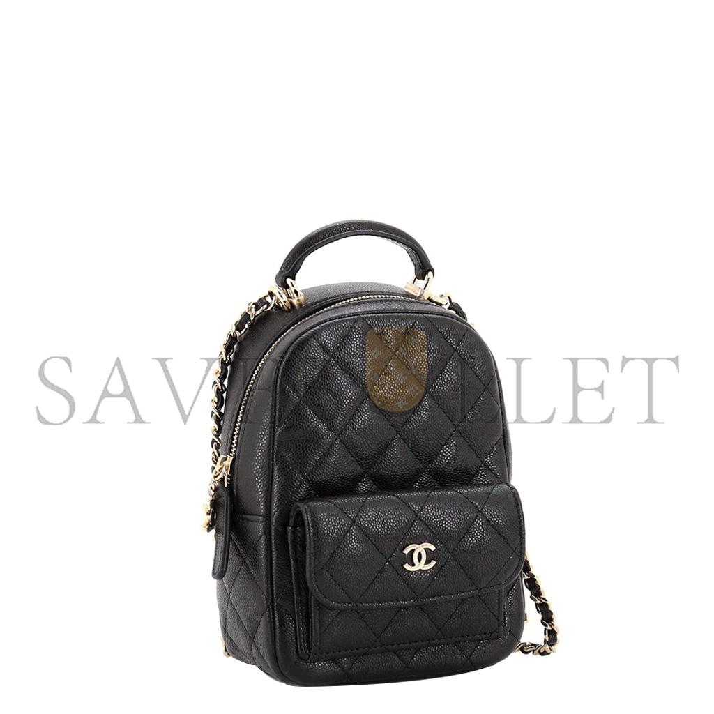 CHANEL CLASSIC CC CHAIN POCKET BACKPACK QUILTED CAVIAR MINI AP3753 (18*13*9cm)